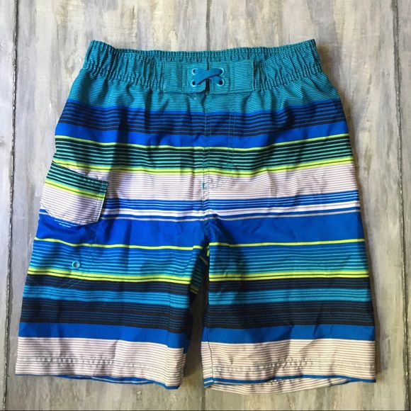 Striped Swim Trunks Mesh-Lined Board Short Boys M8 - Picture 4 of 10